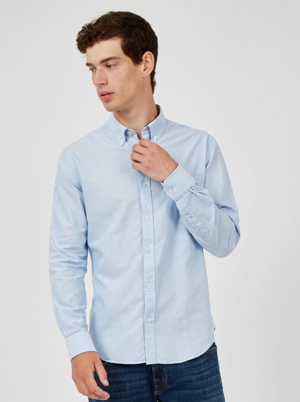 Chemises Ben Sherman Signature Organic Long-Sleeve Oxford Bleu | HQL-29468919